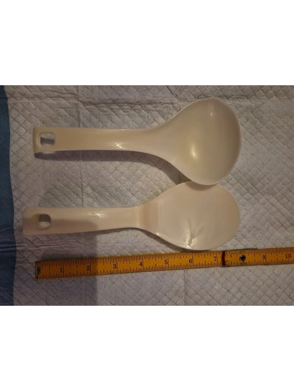 White Plastic Rice Paddle Spoon Set – 2-Piece – Kitchen Serving Utensils